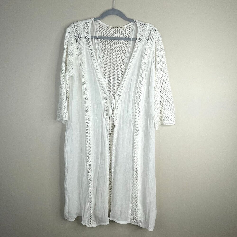 Fourteen & 9th Crochet Cover Up Womens XLarge‎ Topper Tie Front Vacation Cruise
